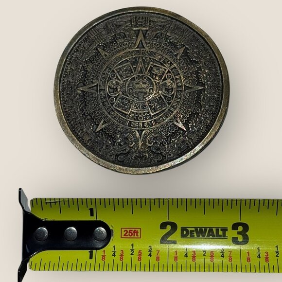 Vintage Aztec Calendar Ruebro MFG. Belt Buckle Retro Western Style Accessory - Picture 2 of 5